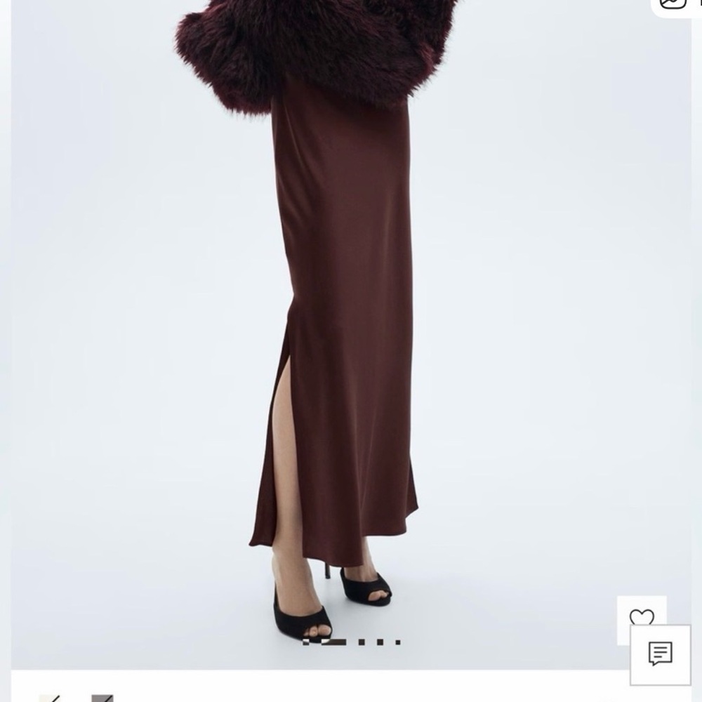 Mango Rich Burgundy Satin Skirt